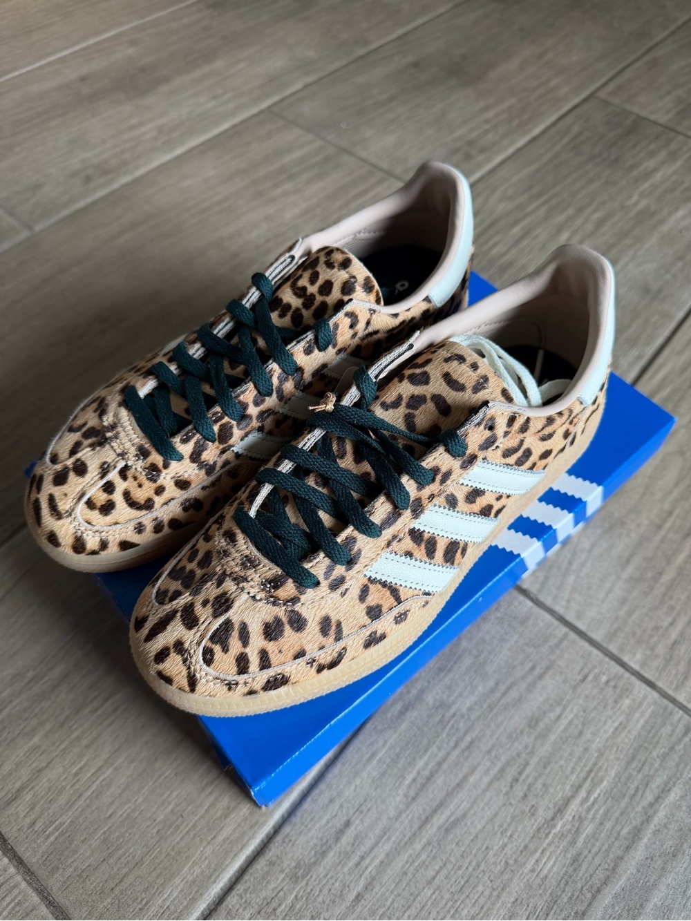 adidas Leopard Print Gazelle Sneakers with White Stripes 10.5